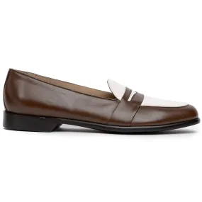 15-300-CRM ALBA Calfskin Penny Loafer, Camel/Cream