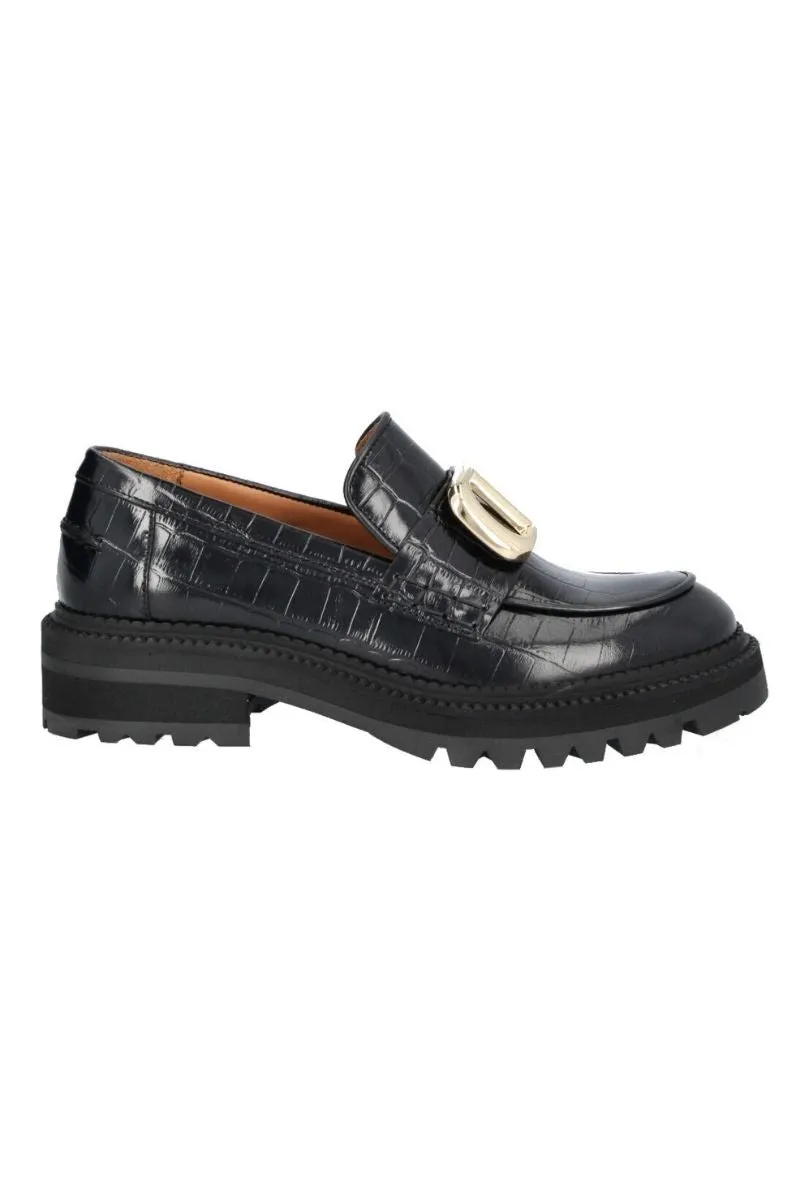 A3008 loafer | Black Croco | Loafer fra Billi Bi