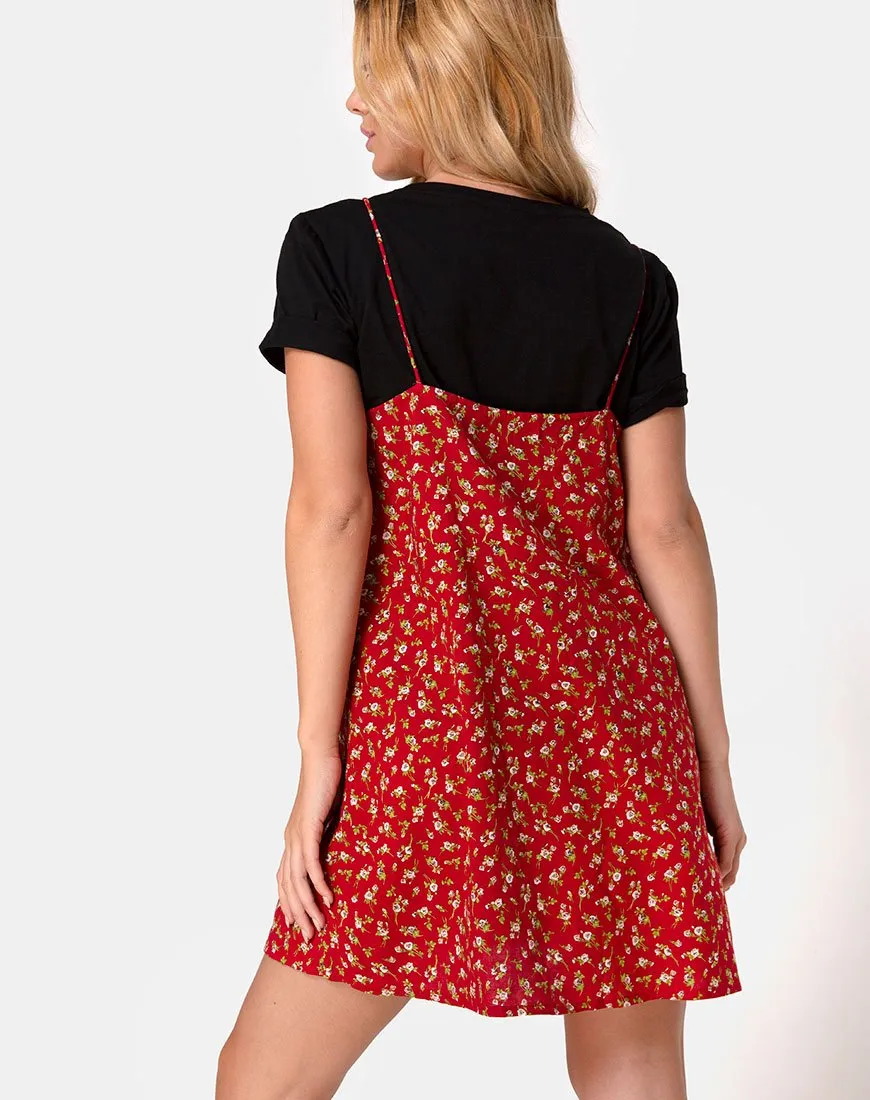 Akina Dress in Falling For You Floral Red