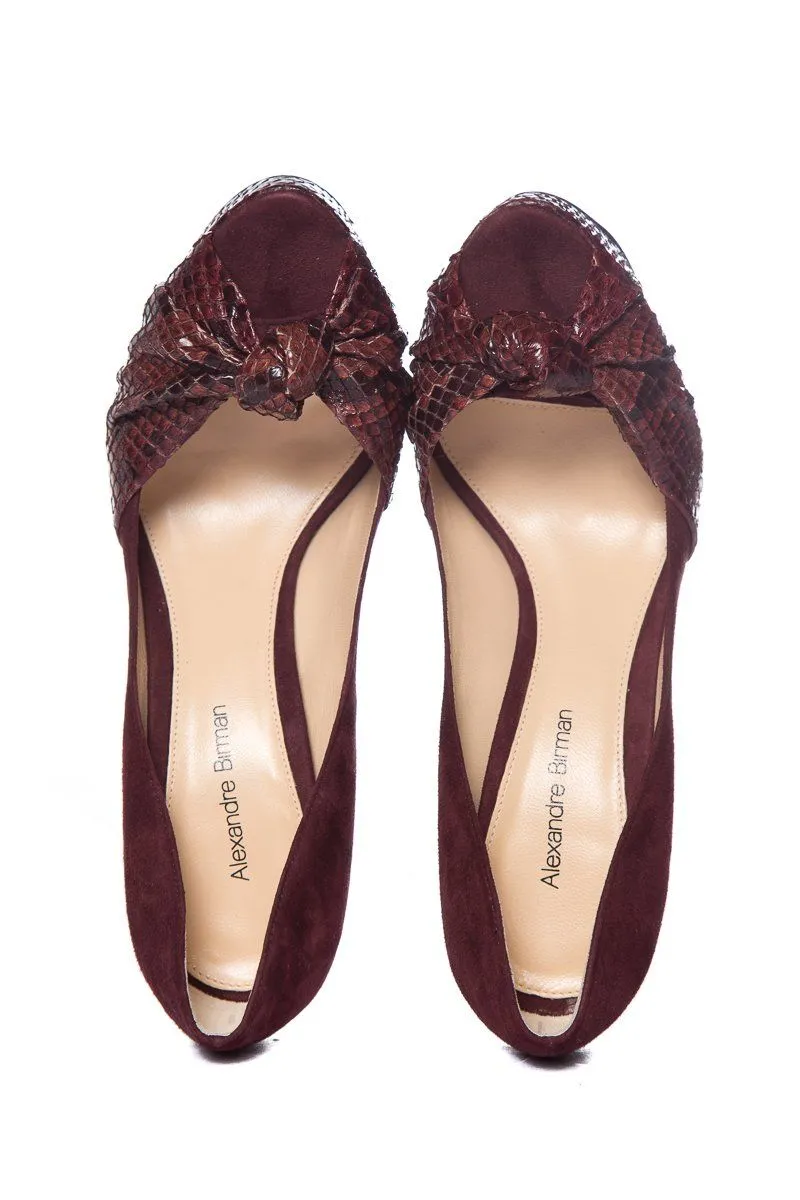 Alexandre Birman Burgundy Suede Peep Toe Pumps SZ 37.5