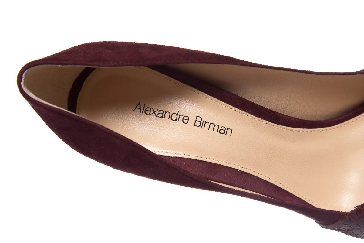 Alexandre Birman Burgundy Suede Peep Toe Pumps SZ 37.5