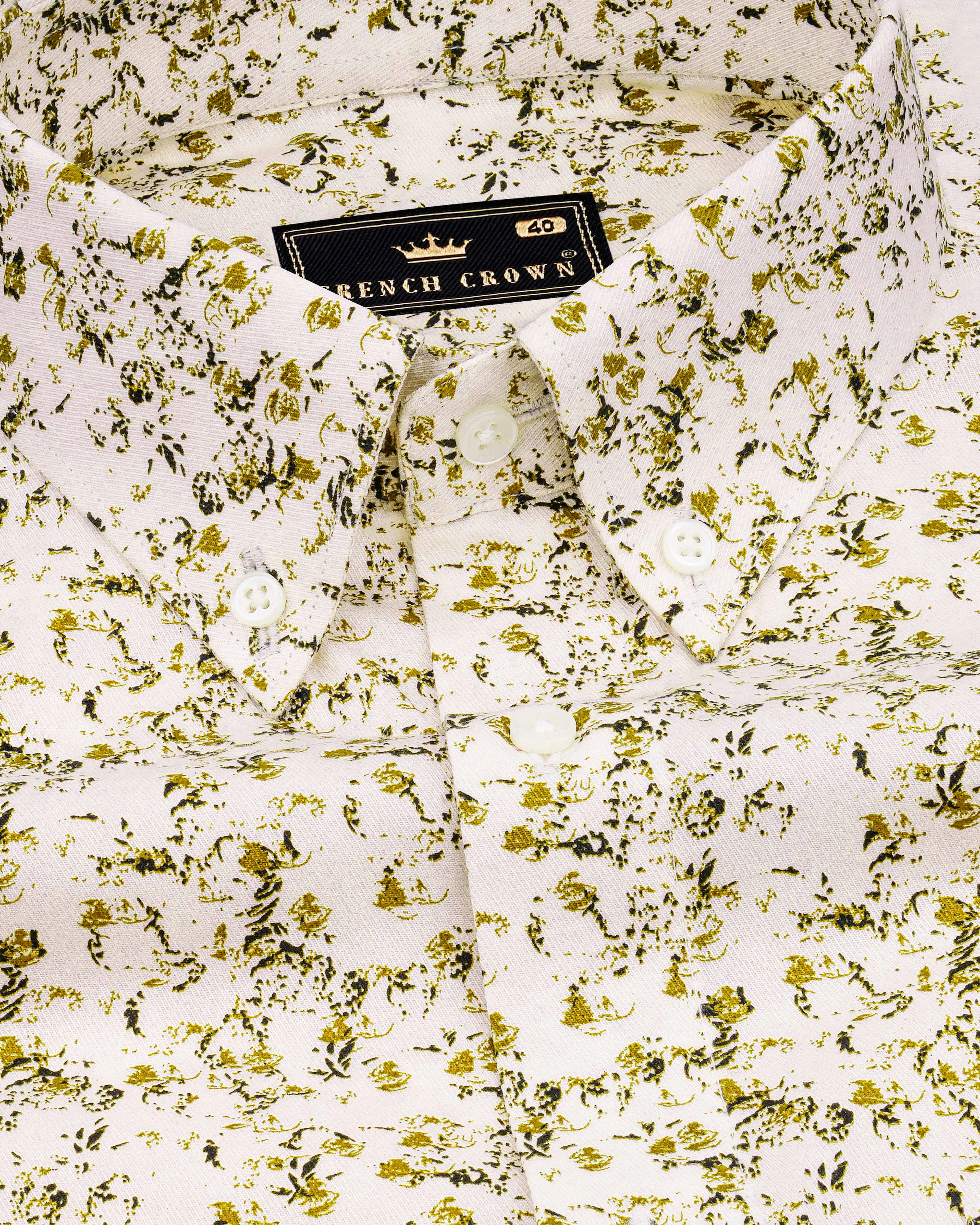 Amour Cream Ditsy Printed Twill Premium Cotton Shirt