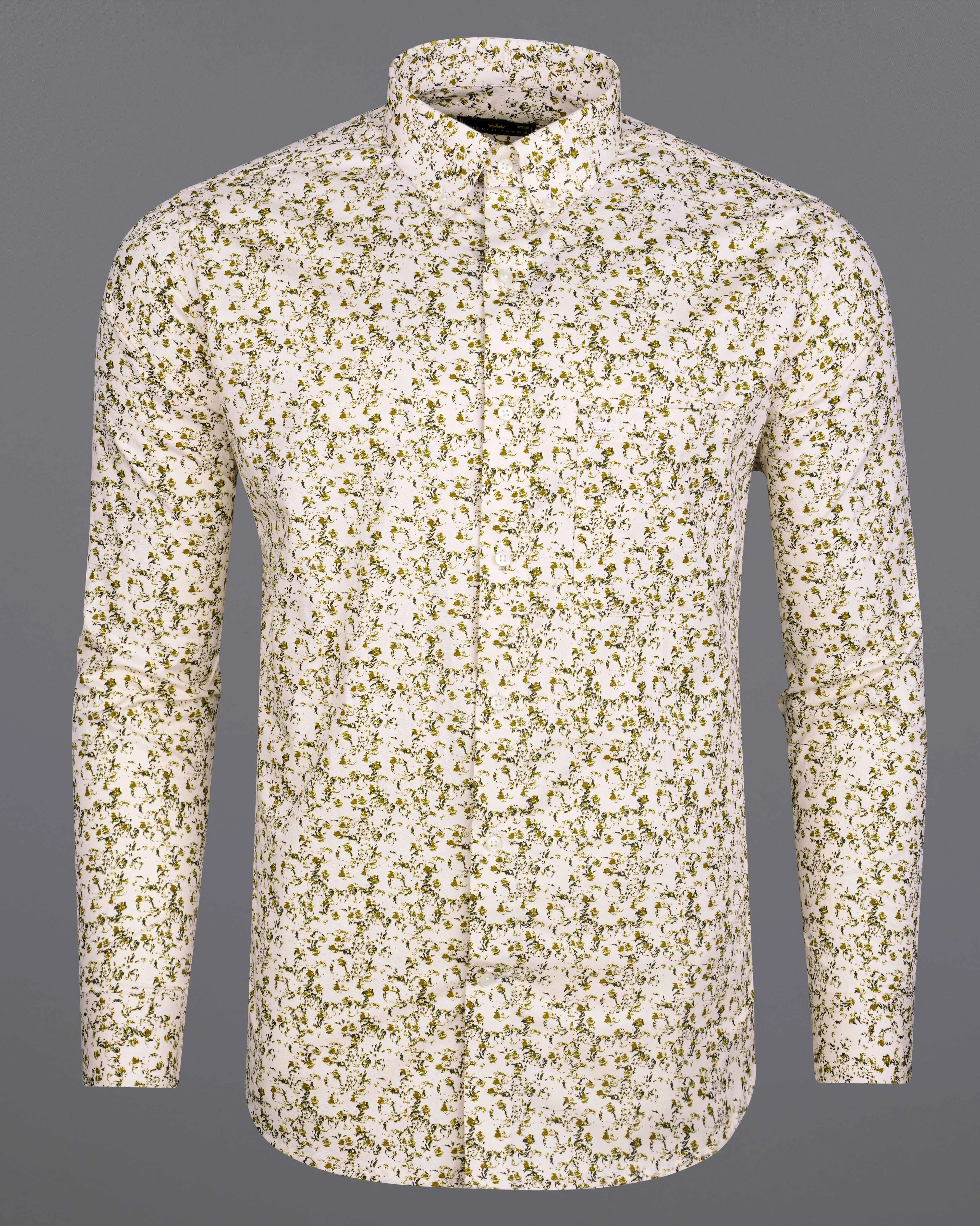 Amour Cream Ditsy Printed Twill Premium Cotton Shirt