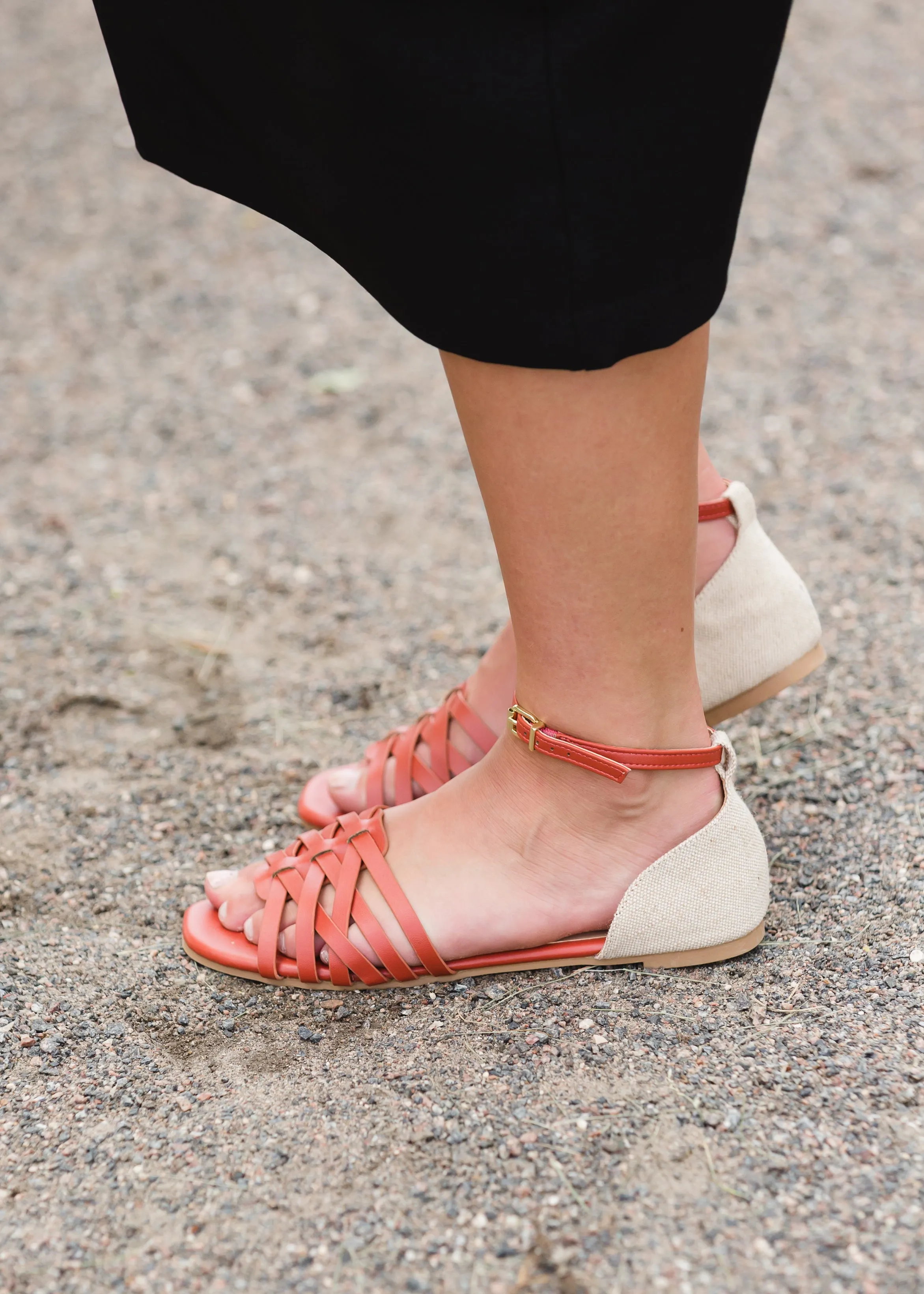 Ankle Strap Flat Brick Sandals - FINAL SALE