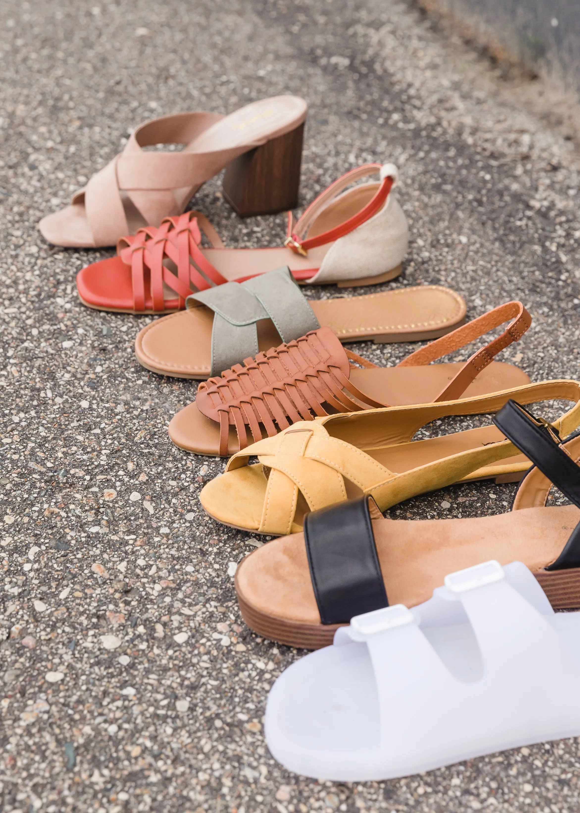 Ankle Strap Flat Brick Sandals - FINAL SALE