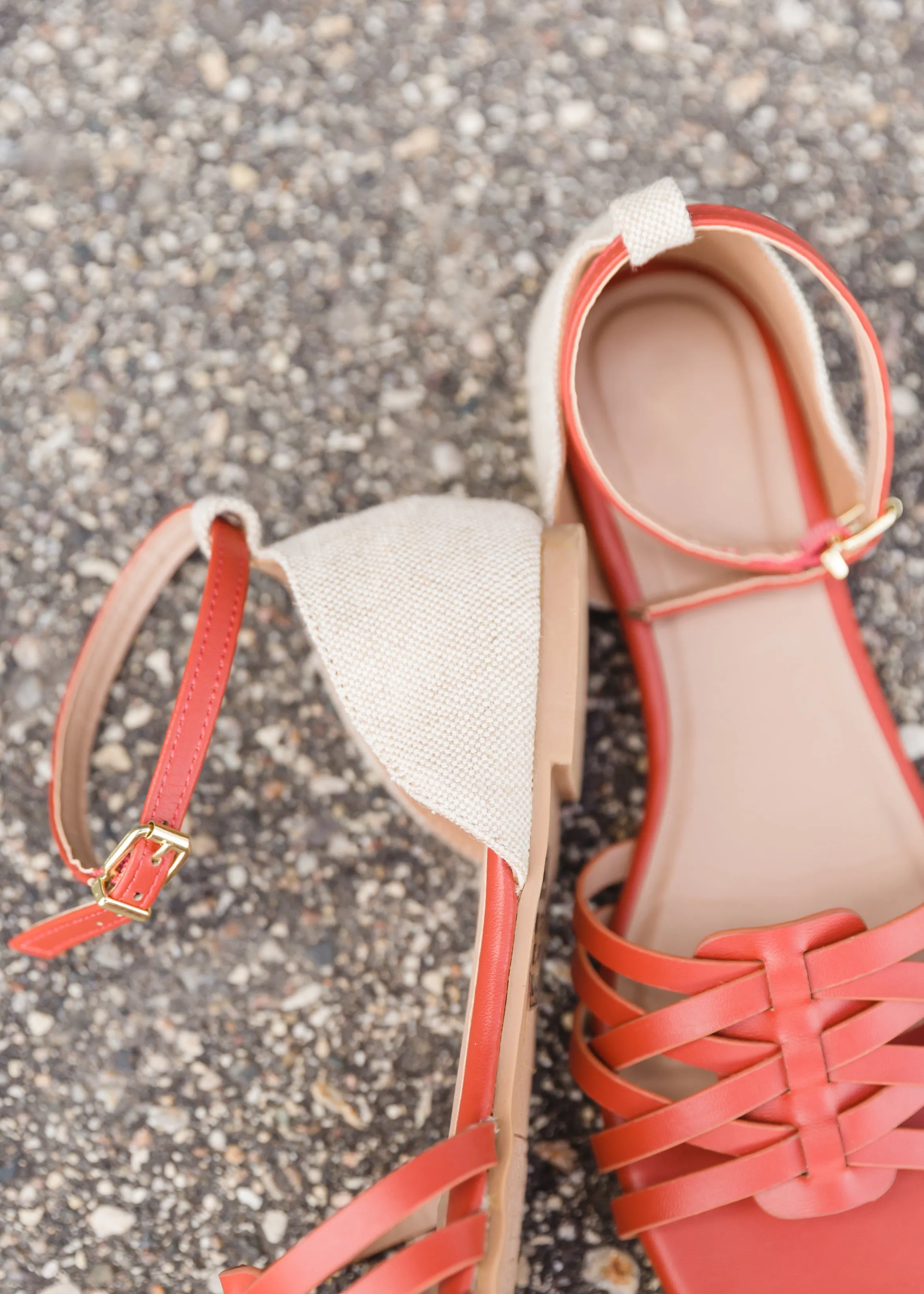 Ankle Strap Flat Brick Sandals - FINAL SALE