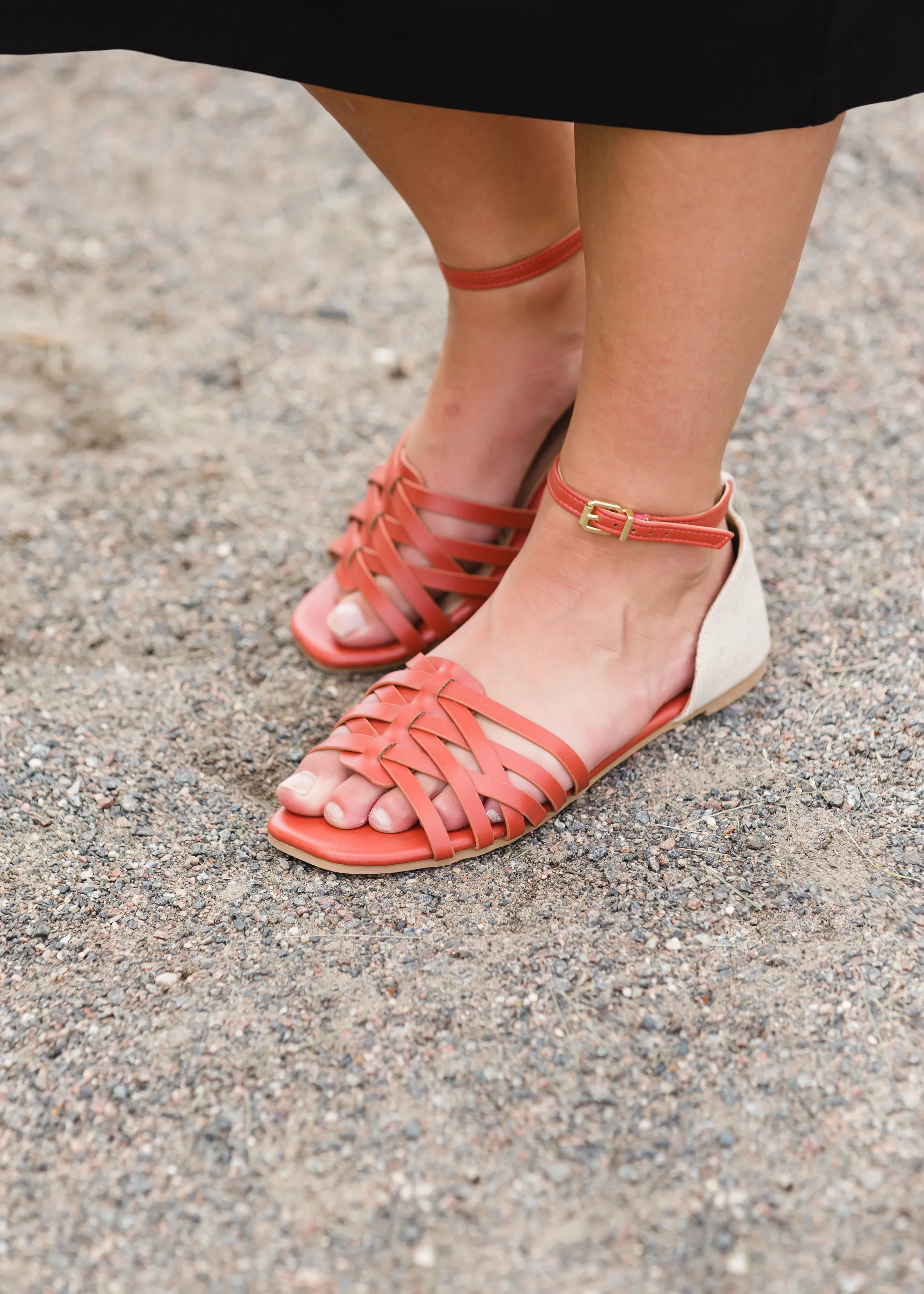 Ankle Strap Flat Brick Sandals - FINAL SALE