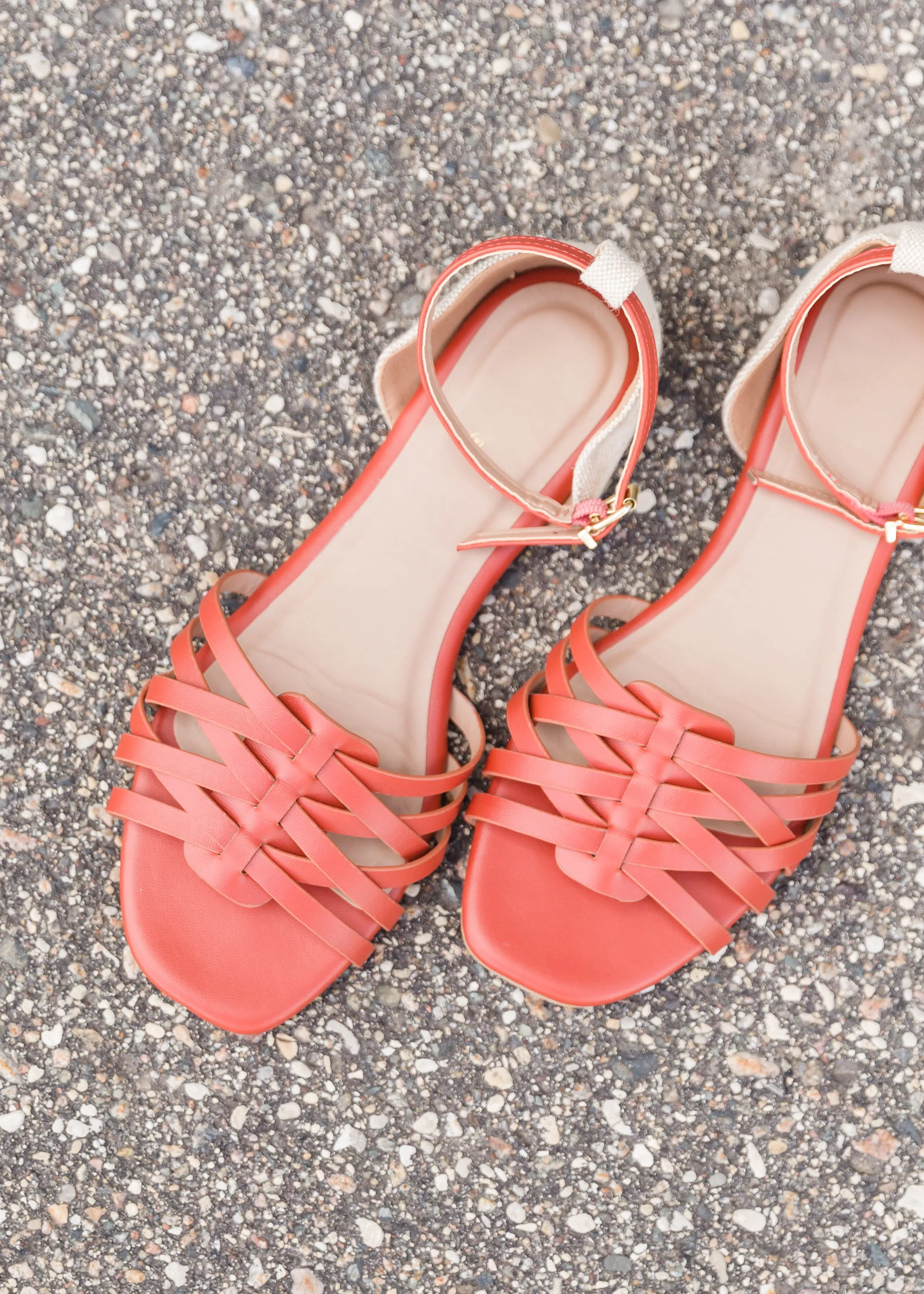 Ankle Strap Flat Brick Sandals - FINAL SALE