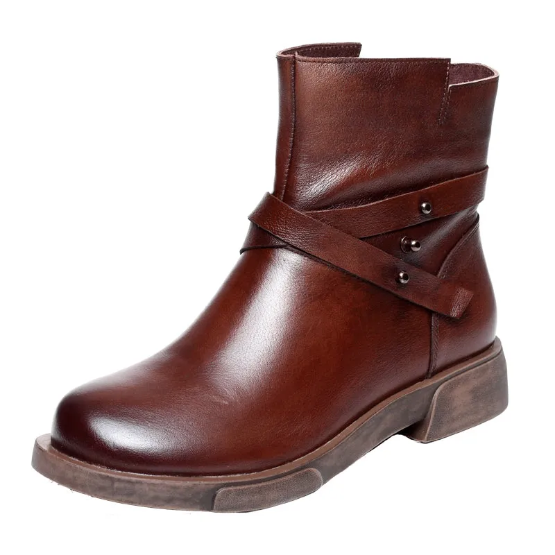 Autumn Winter Leather Women's Boots