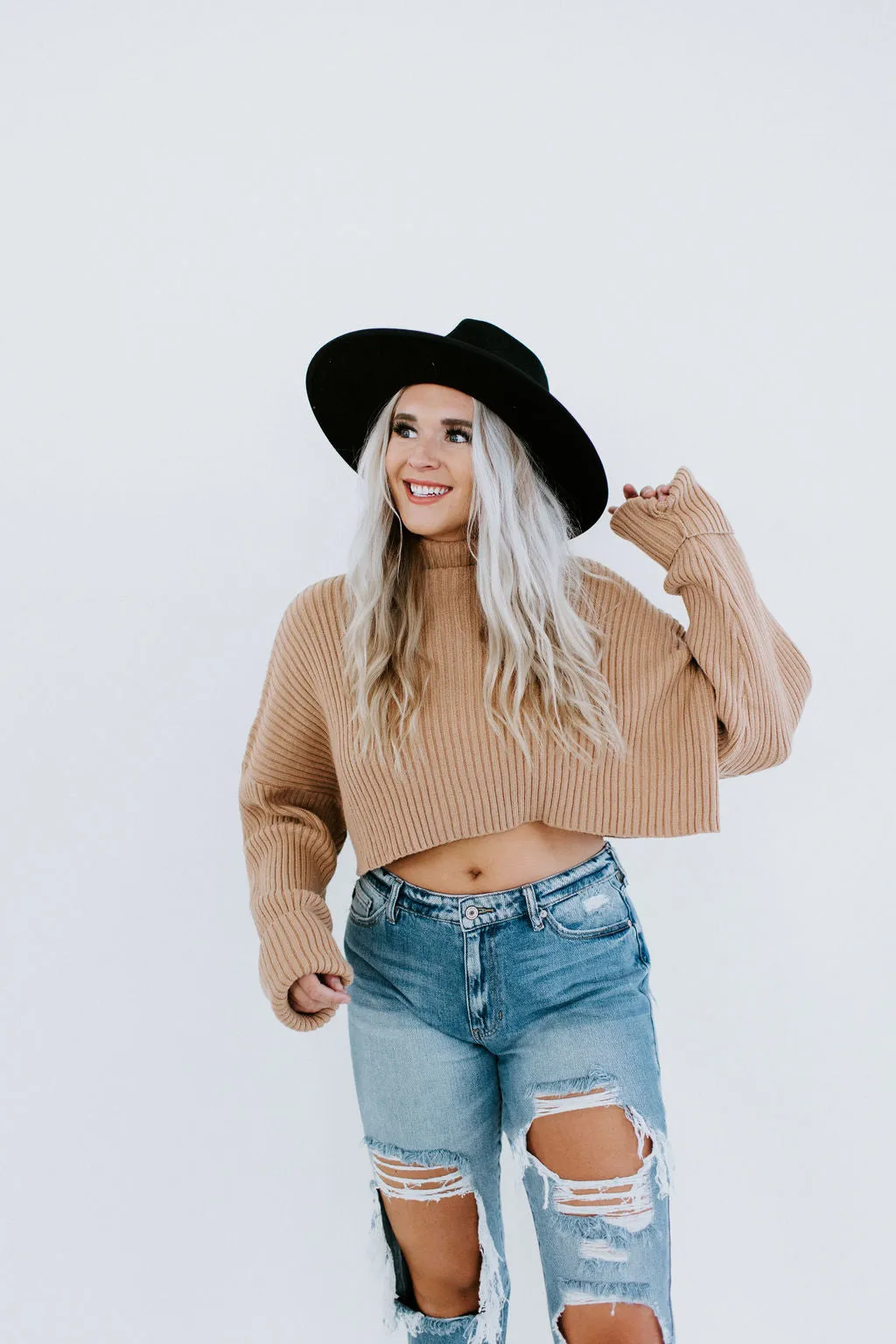 Avett Cropped Turtleneck Sweater