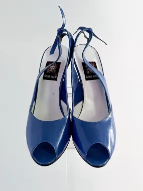 Awesome 1980's Anne Klein Blue Peep-Toe Pumps / Size 8