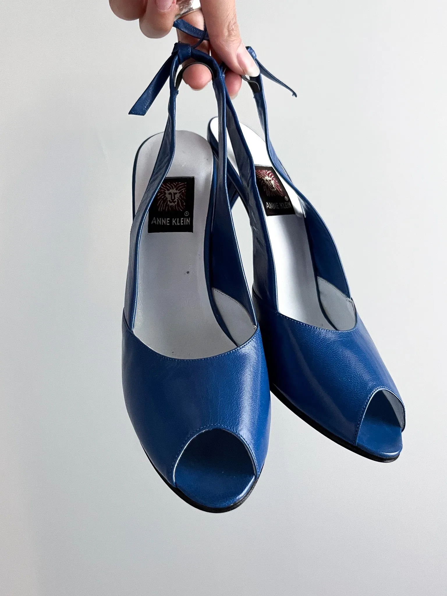 Awesome 1980's Anne Klein Blue Peep-Toe Pumps / Size 8