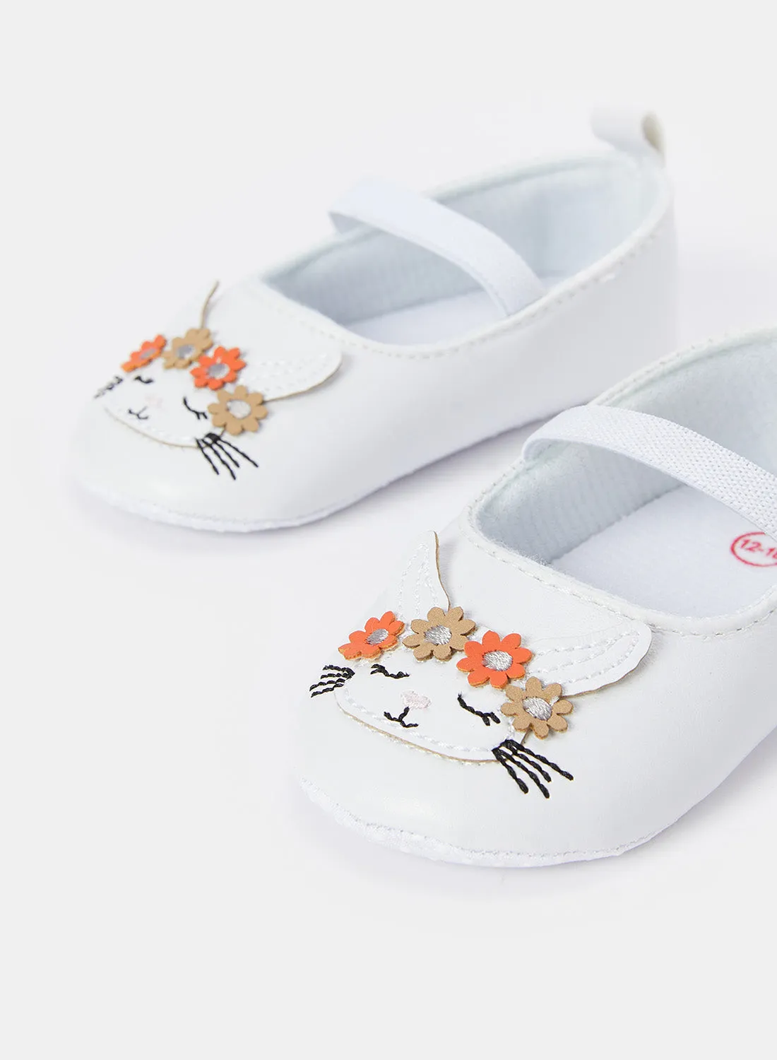 Babies White Embellished Pram Shoe