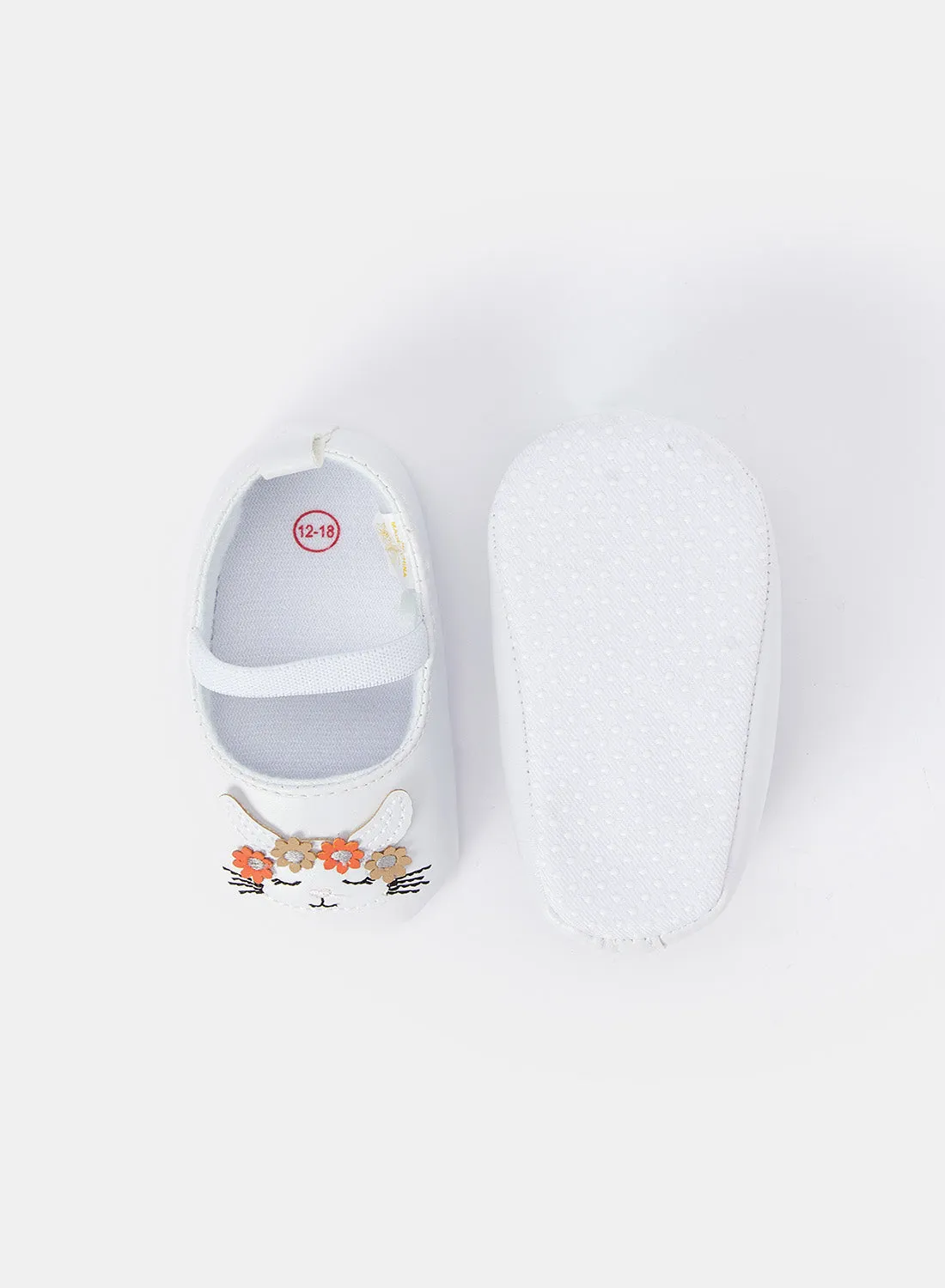 Babies White Embellished Pram Shoe