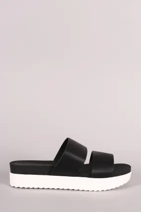 Bamboo Double Band Lug Sole Slide Sandal