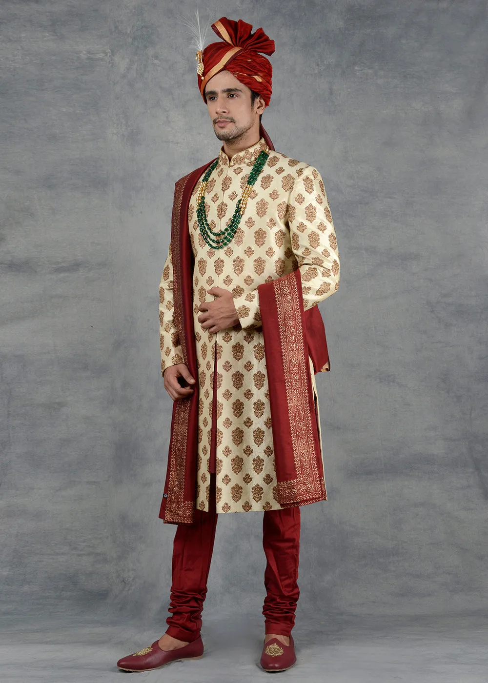 Beige Sherwani | Siddhesh Chauhan