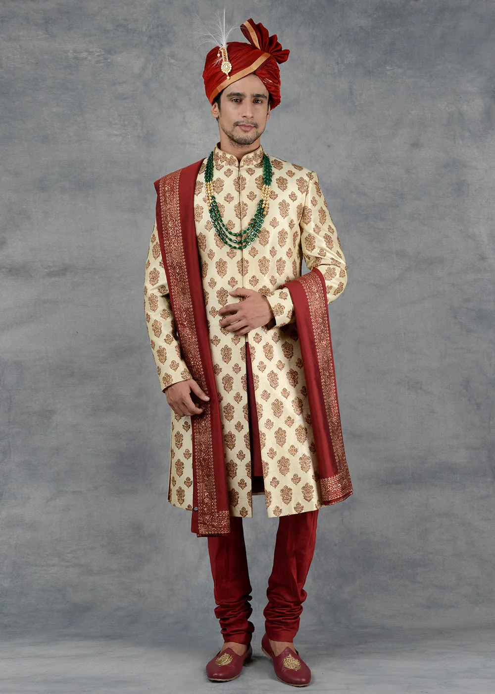 Beige Sherwani | Siddhesh Chauhan