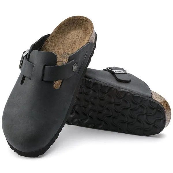 BIRKENSTOCK BOSTON OILED SUEDE LEATHER CLOGS_ MEN