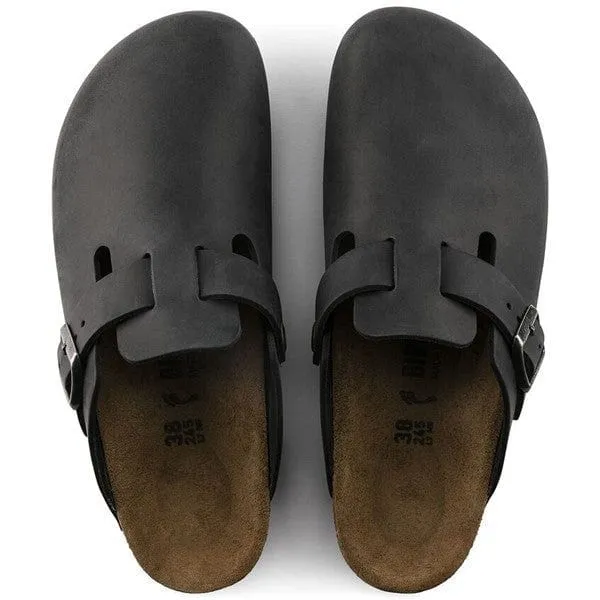 BIRKENSTOCK BOSTON OILED SUEDE LEATHER CLOGS_ MEN