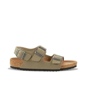 Birkenstock Kids Milano BirkiBuc Earthy Faded Khaki Vegan Sandals