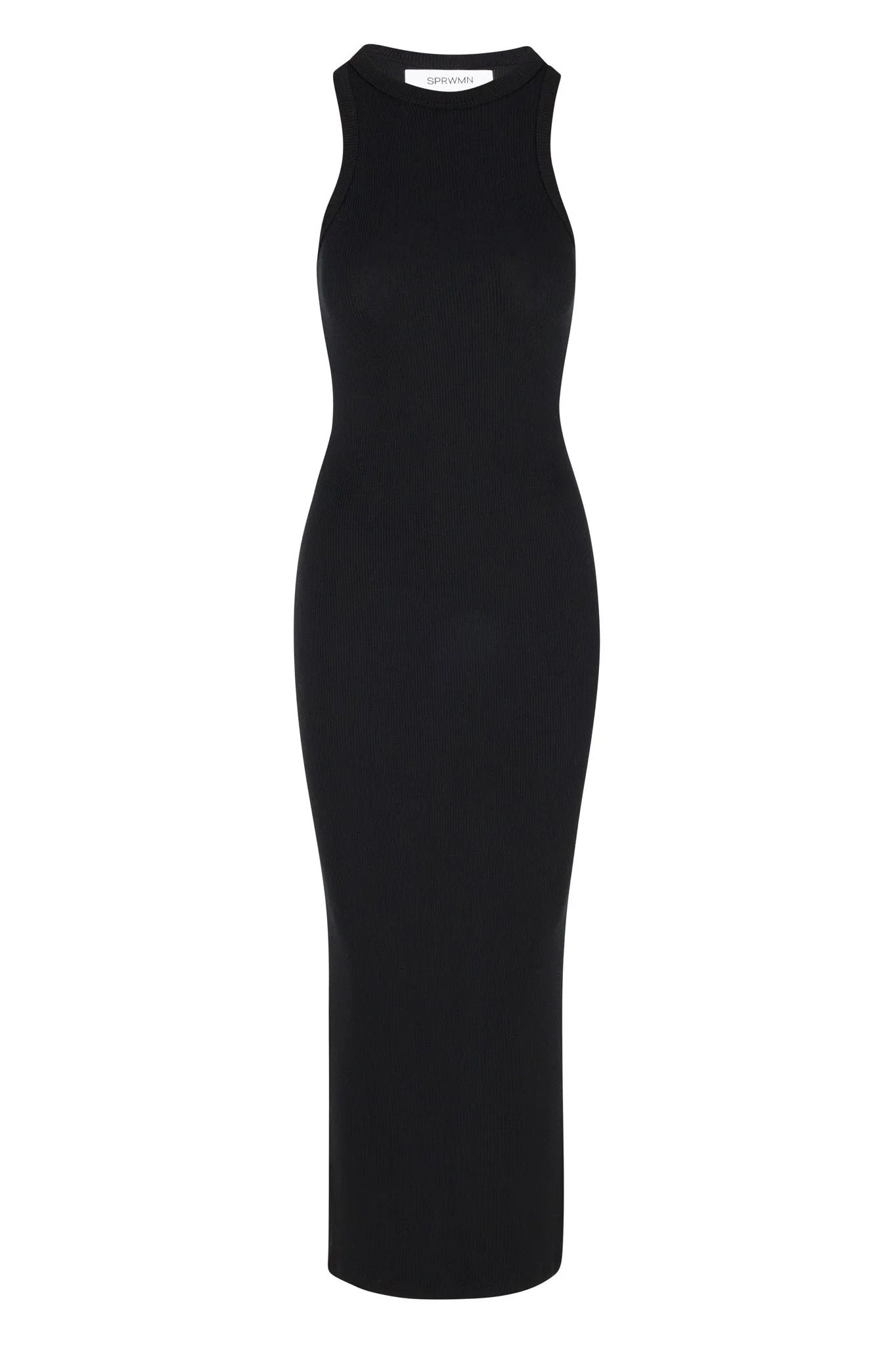 Black Rib Racer Maxi Dress