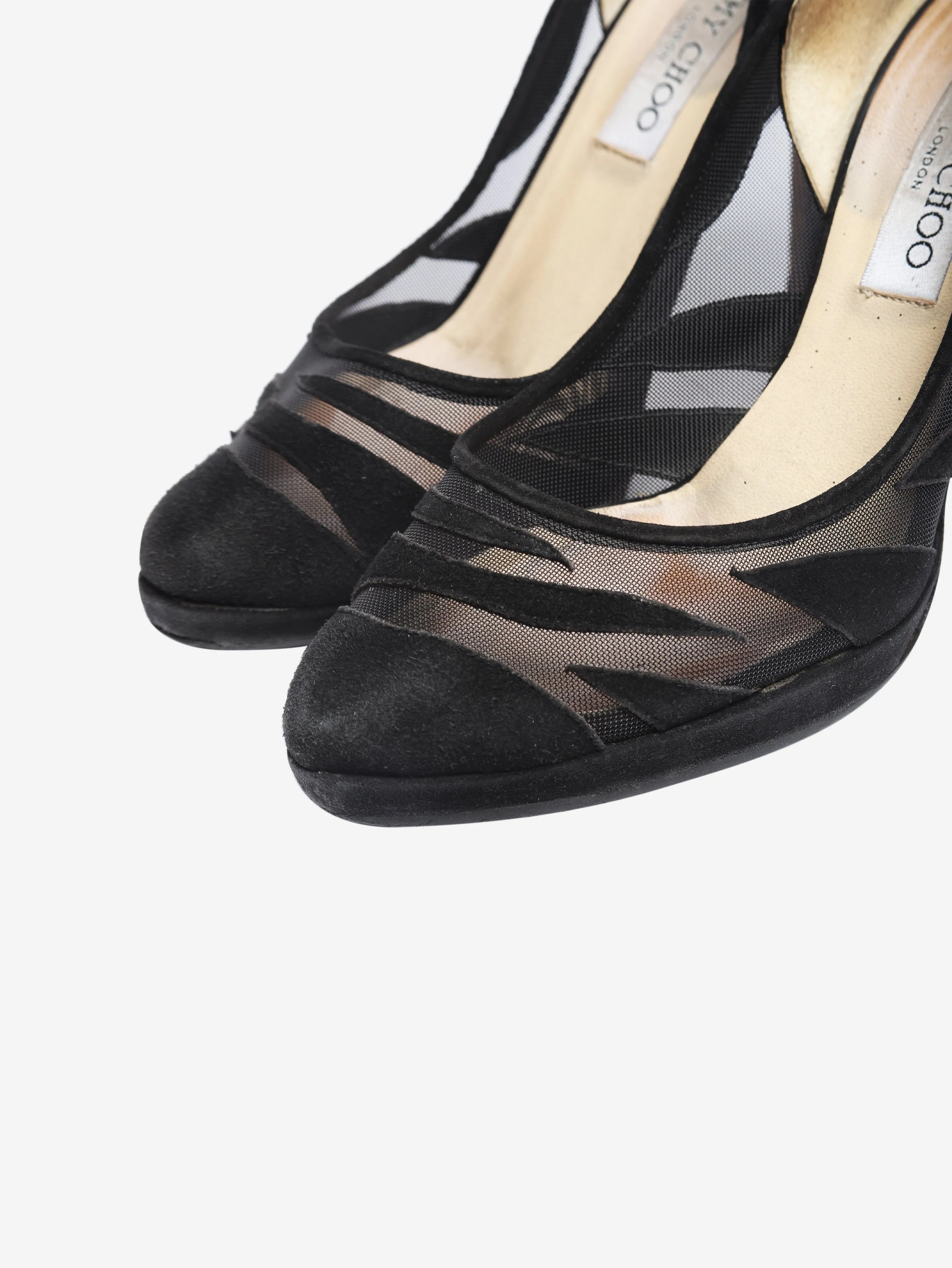 Black suede and mesh pumps - size EU 38