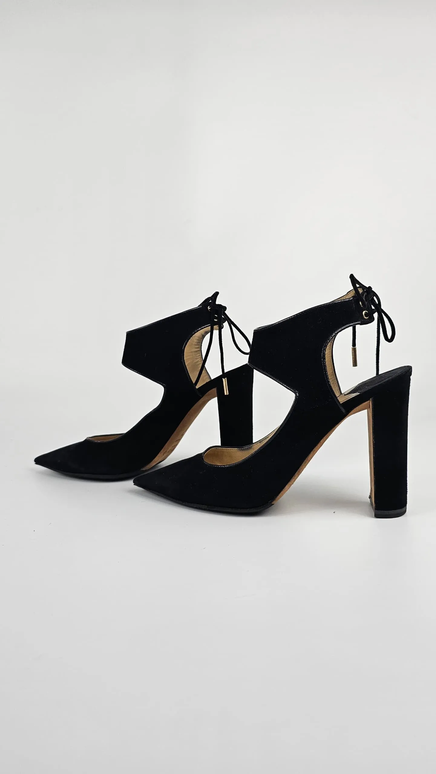 Black Velvet Moon Cut Out Pointed Toe Pumps