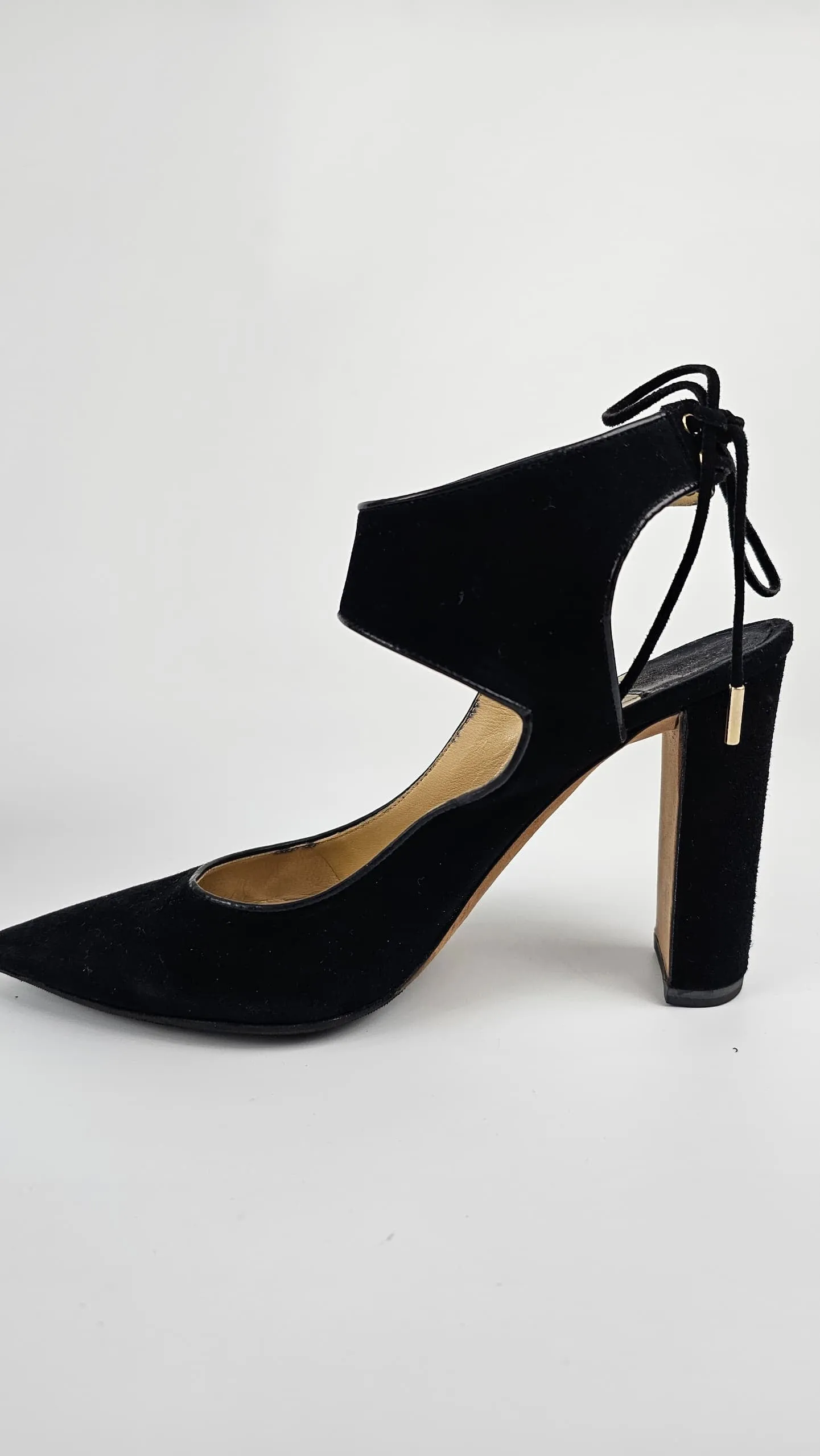 Black Velvet Moon Cut Out Pointed Toe Pumps