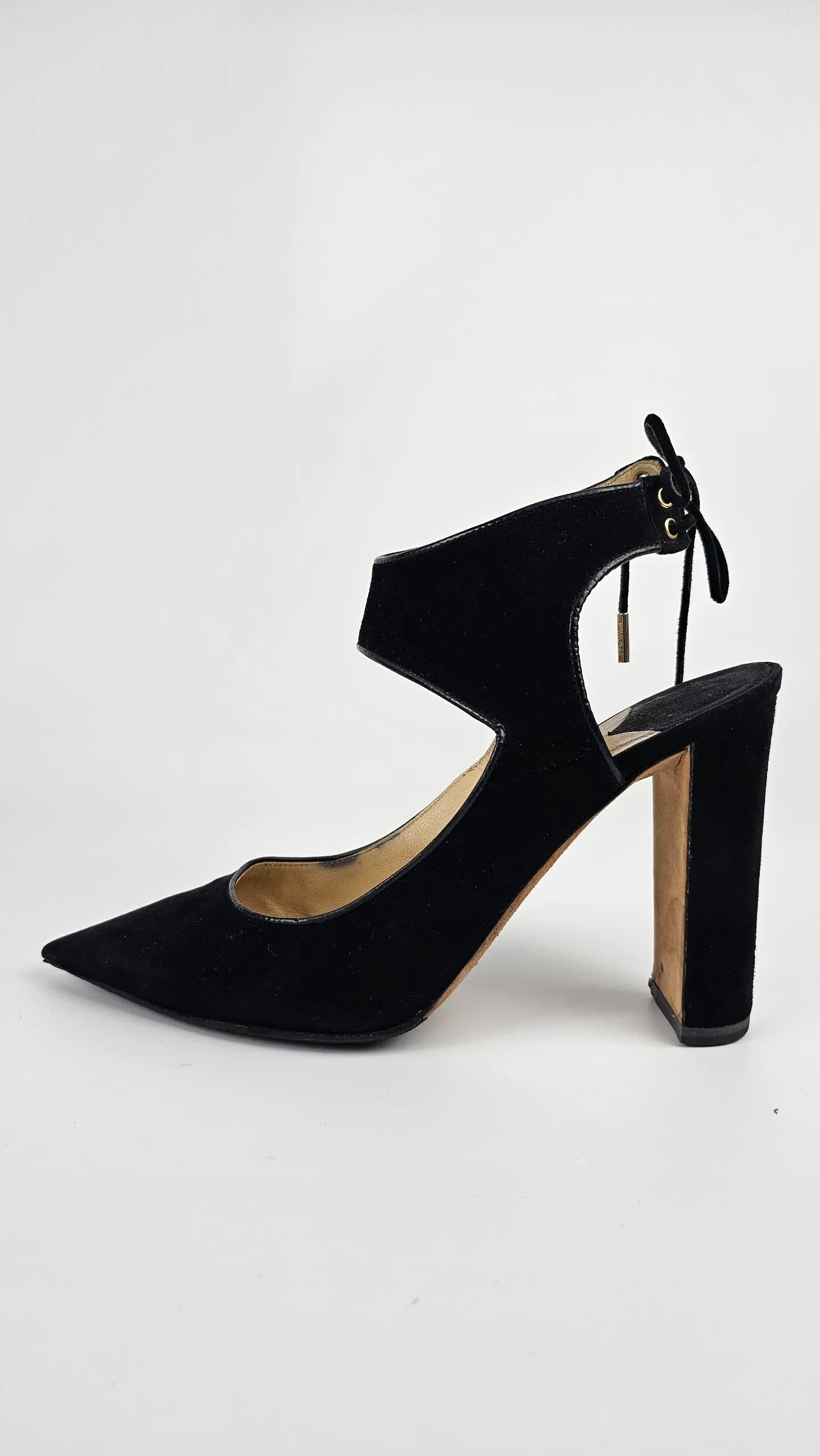 Black Velvet Moon Cut Out Pointed Toe Pumps