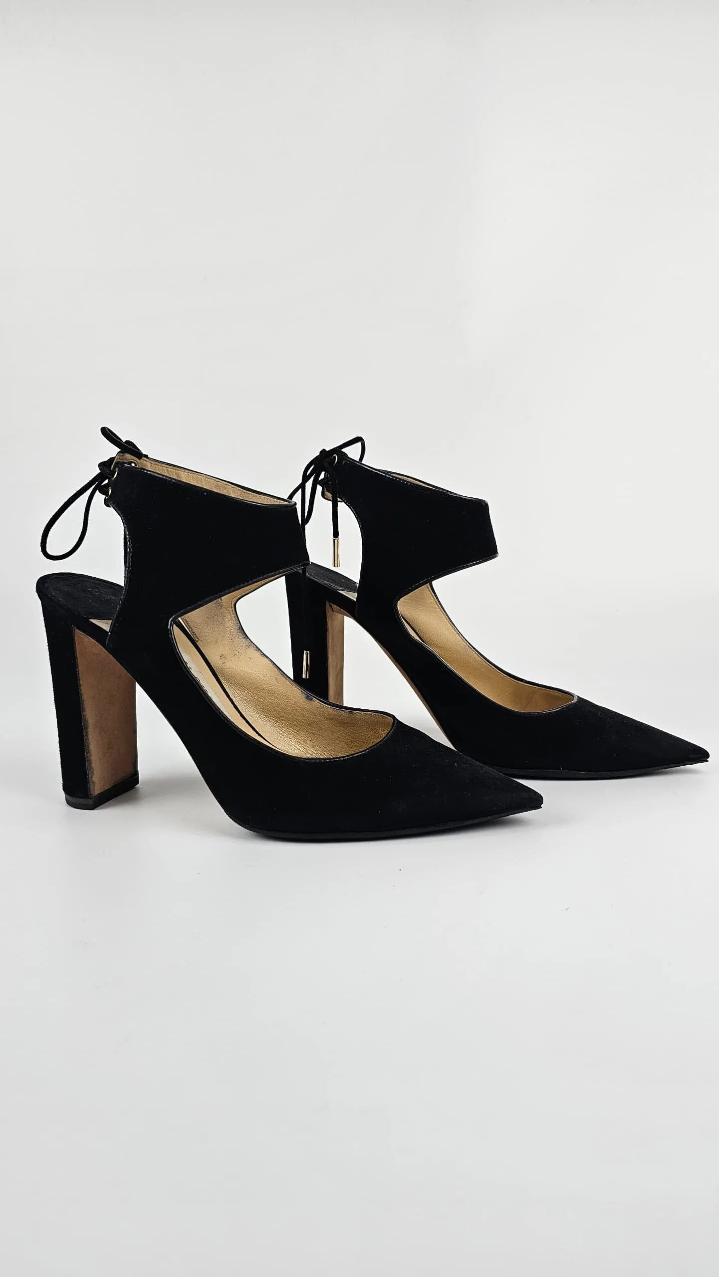 Black Velvet Moon Cut Out Pointed Toe Pumps