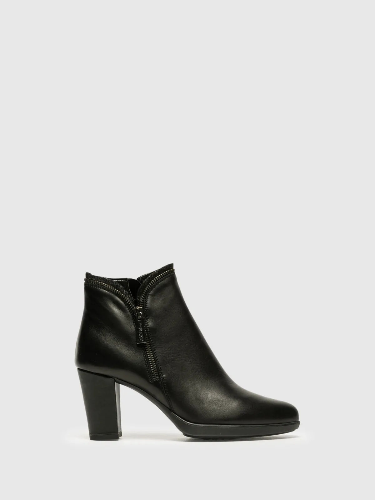 Black Zip Up Ankle Boots