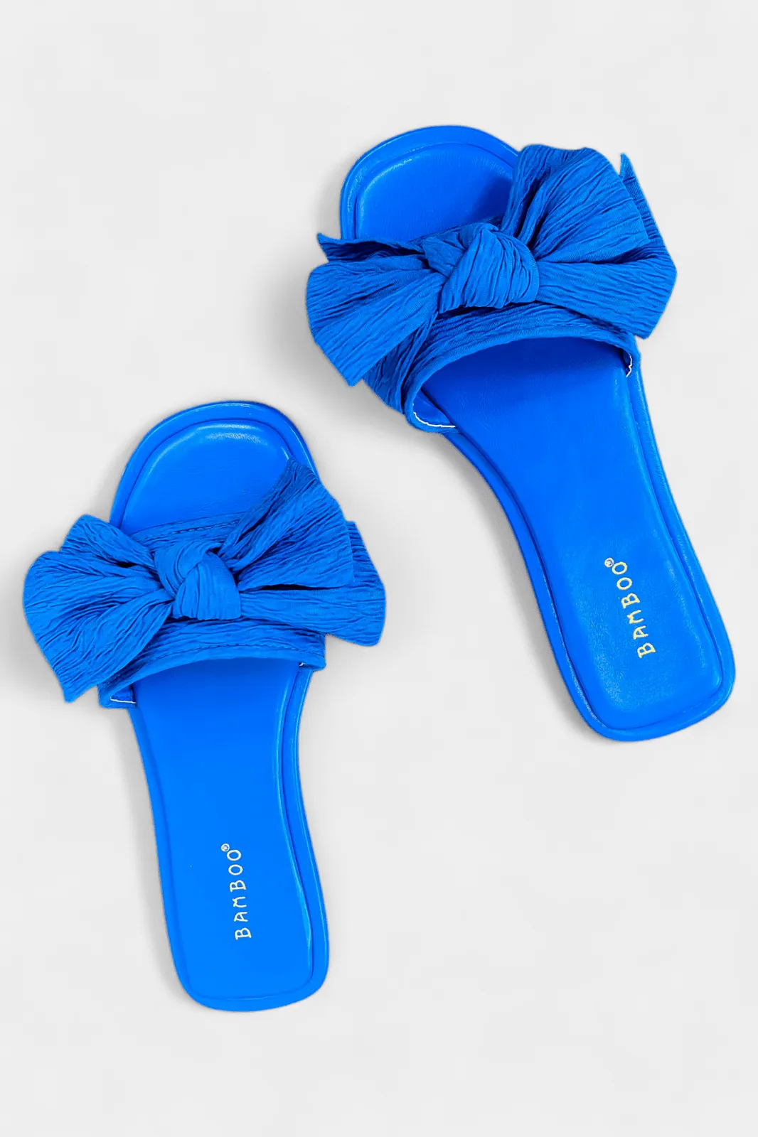 Blue Bow Flat Sandals