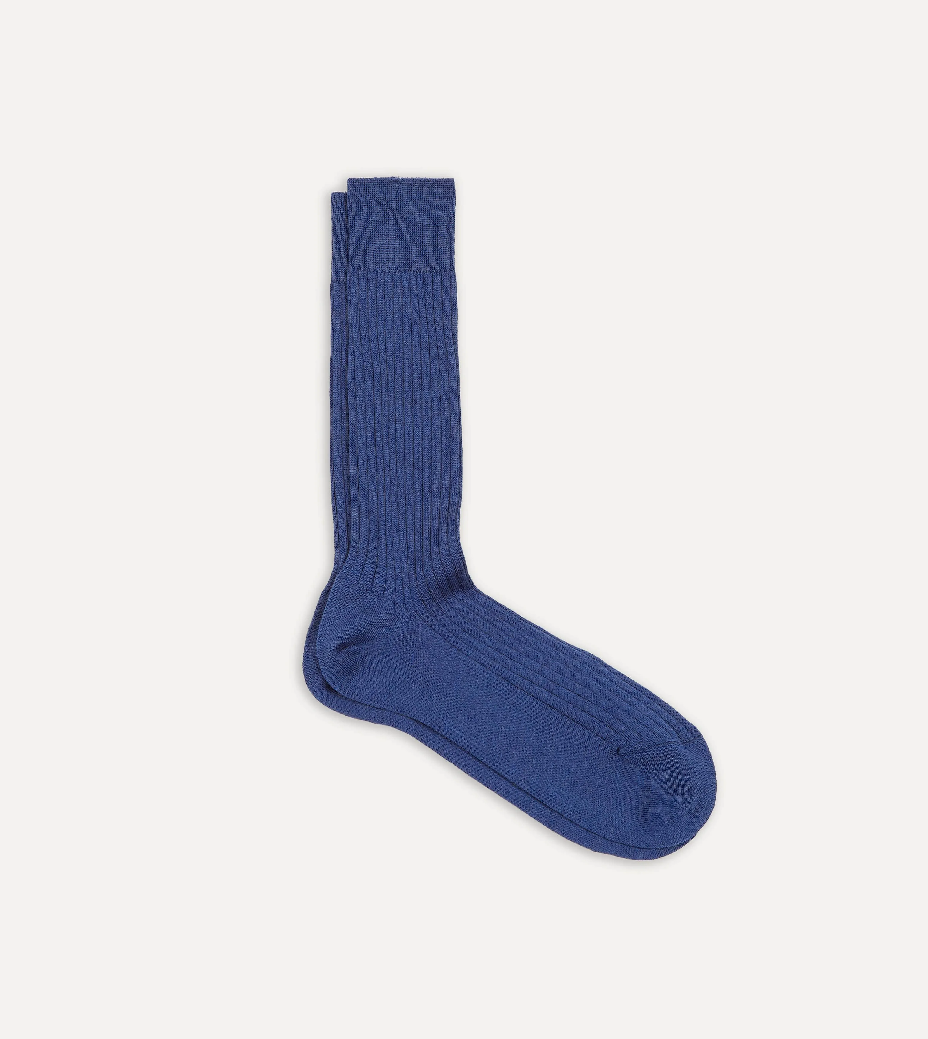 Blue Wool Mid-Calf Socks