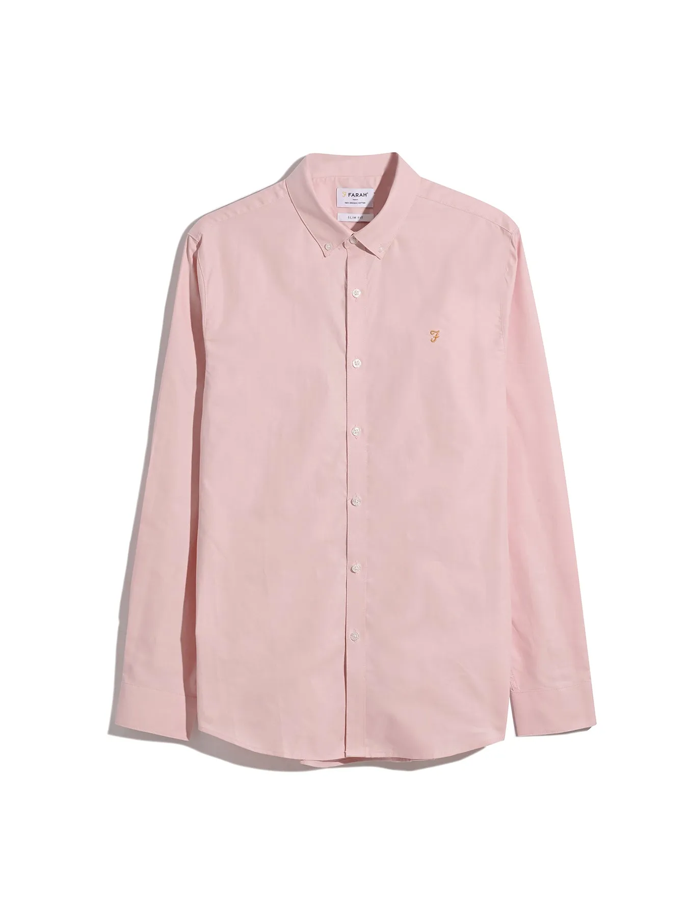 Brewer Slim Fit Organic Cotton Long Sleeve Shirt In Powder Pink