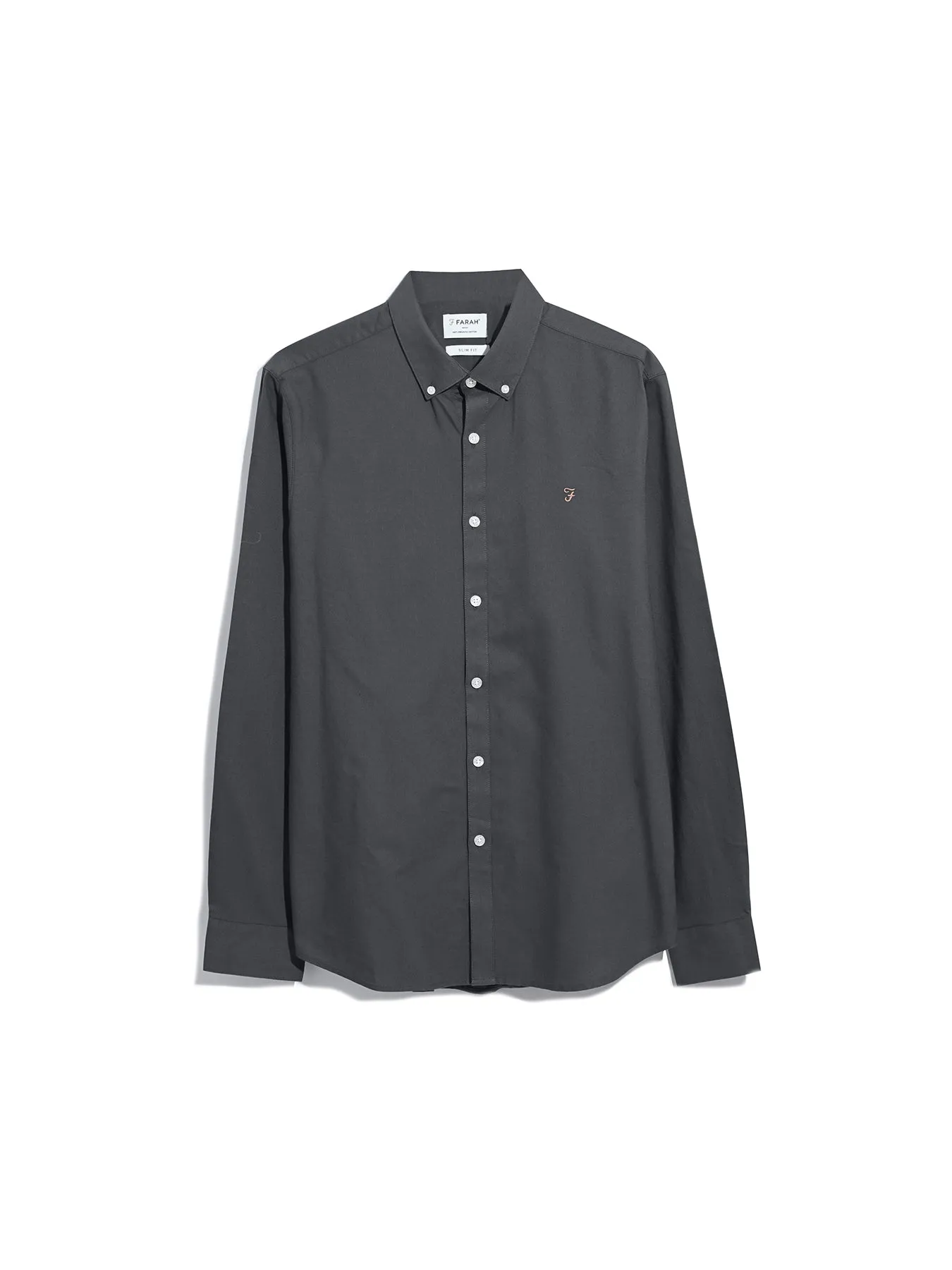 Brewer Slim Fit Organic Cotton Oxford Shirt In Charcoal