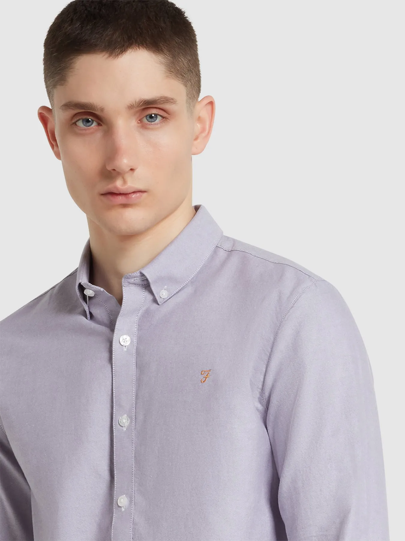 Brewer Slim Fit Organic Cotton Oxford Shirt In Slate Purple