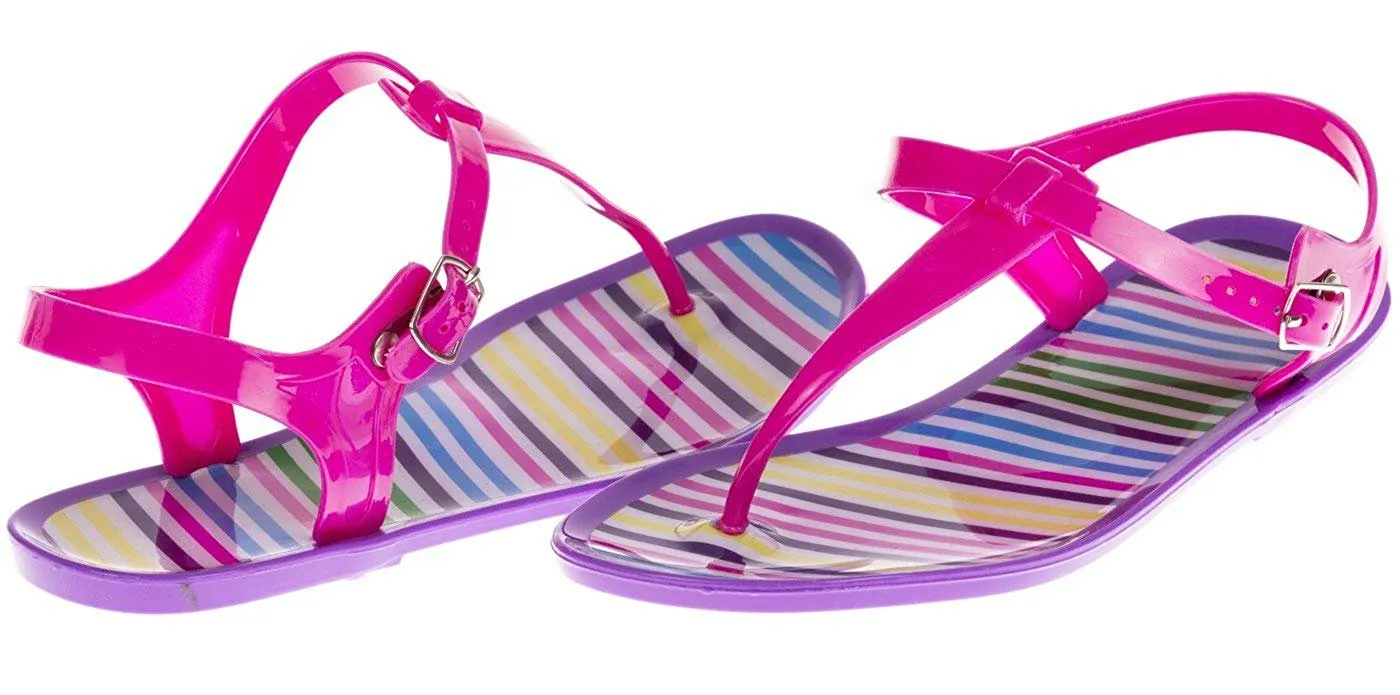 Chatties Girls Jelly T-Strap Sandals - Fuchsia / Purple Size 2 / 3