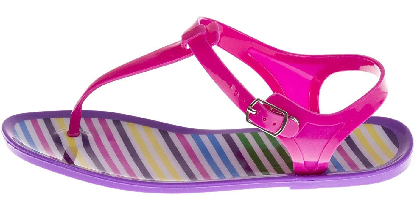 Chatties Girls Jelly T-Strap Sandals - Fuchsia / Purple Size 2 / 3