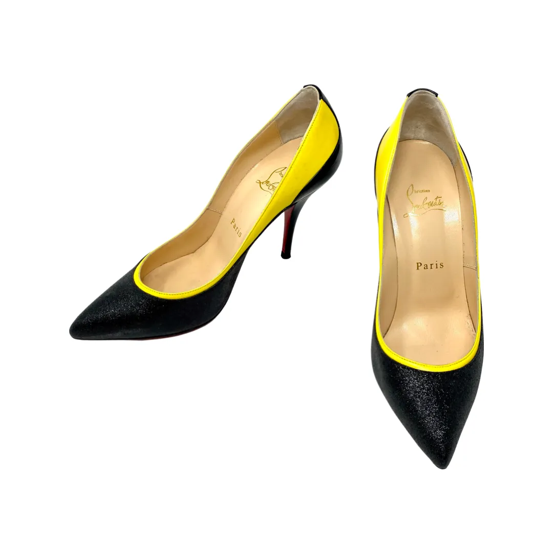 Christian Louboutin 100mm Pumps Yellow Tucsy Jazz Glitter 38 | 7.5