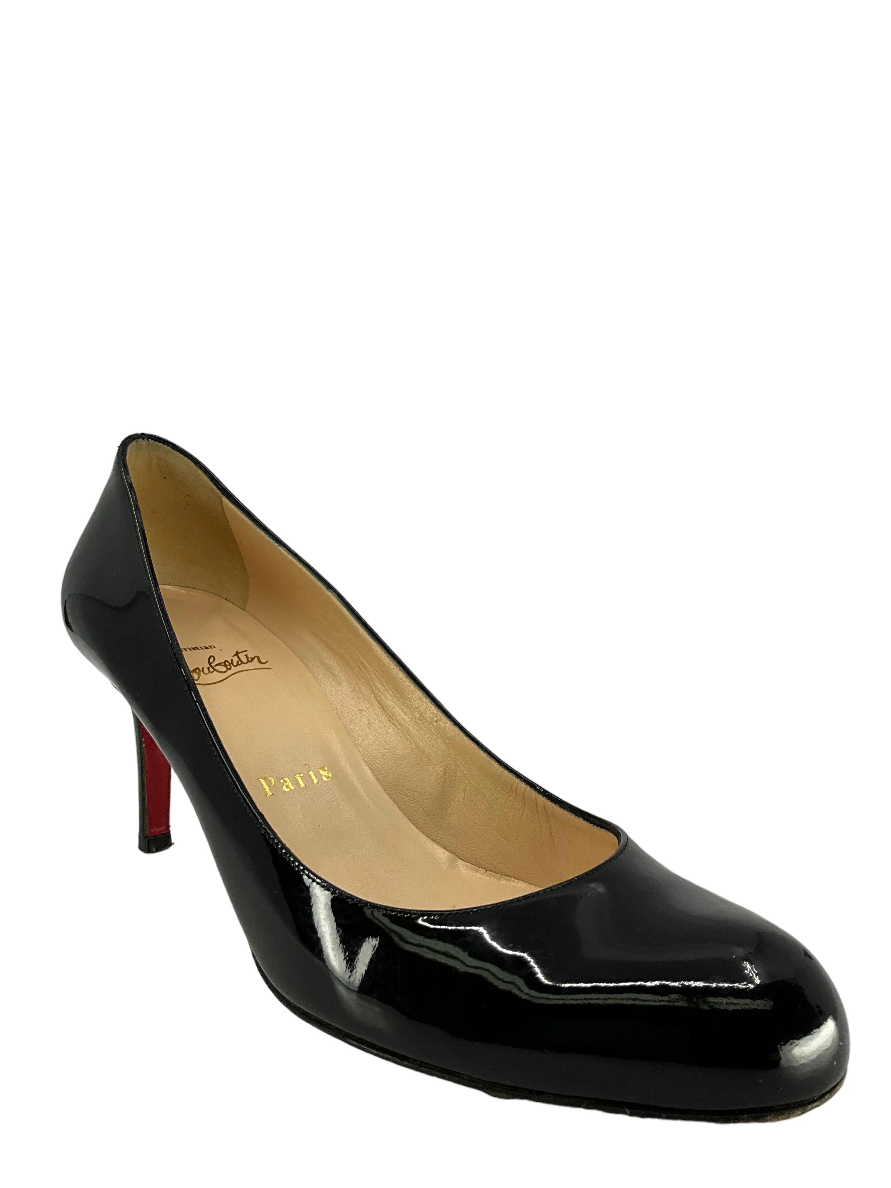 Christian Louboutin Black Patent Leather Pumps Size 7.5