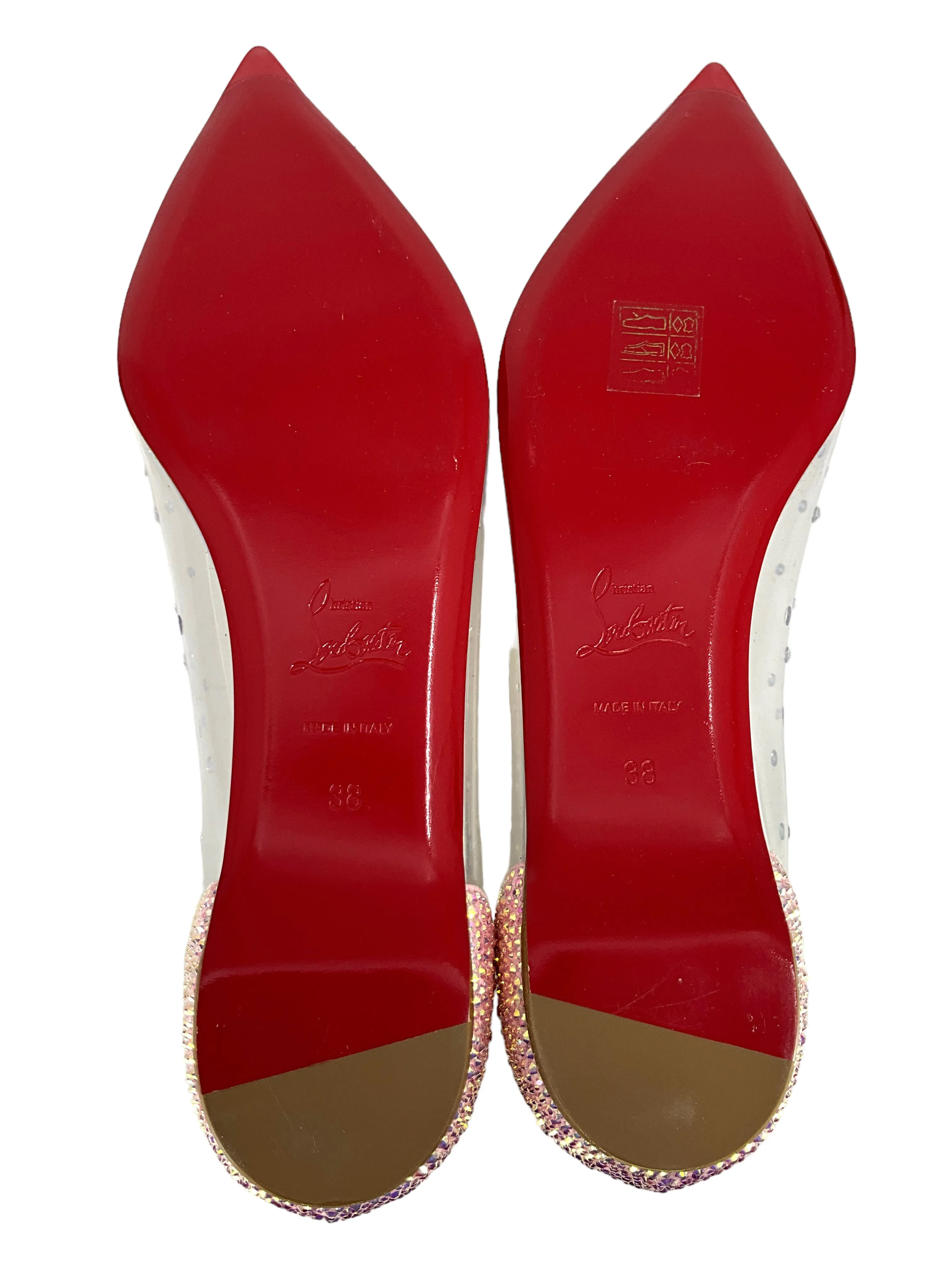 Christian Louboutin Degrastrassita Embellished Ballet Flats Size 8 NEW