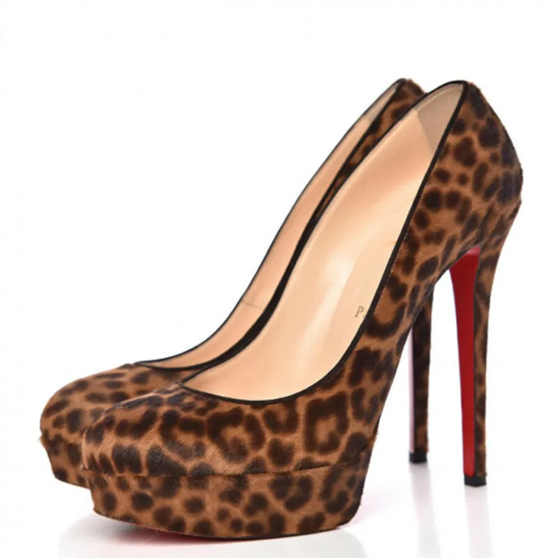 Christian Louboutin Leopard Pony Hair Bianca 140 Pumps