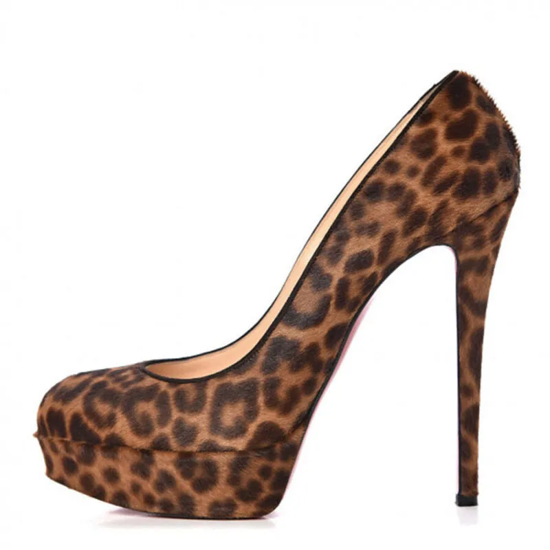 Christian Louboutin Leopard Pony Hair Bianca 140 Pumps