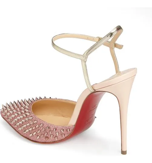 Christian Pink 'baila Spike' Ankle Strap Pumps