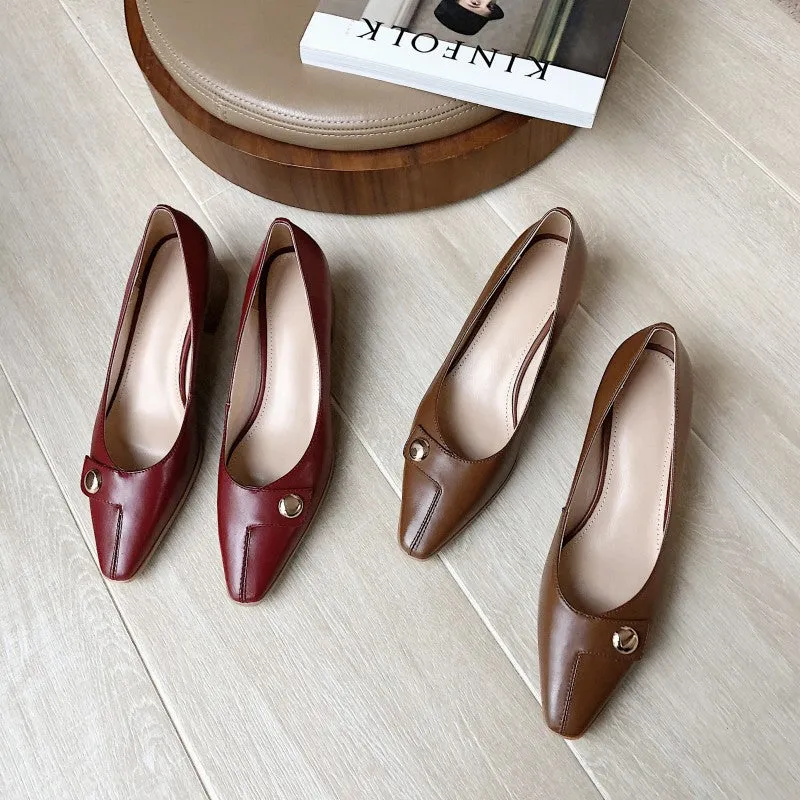 Chunky Heel Square Head Pumps  | Gift Shoes