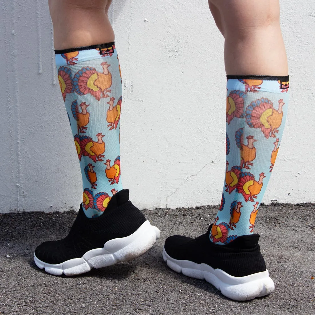 Colorful Turkeys Compression Socks (Knee-High)