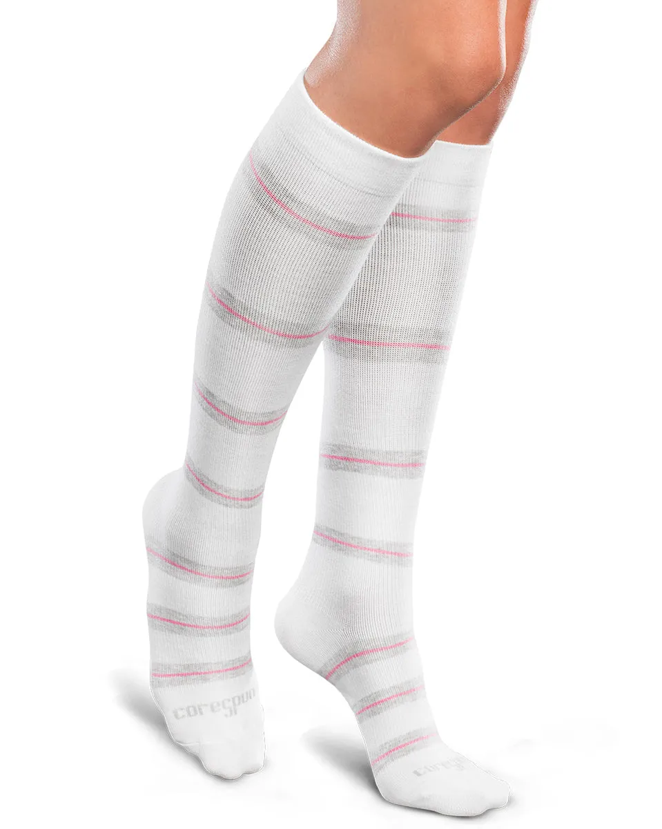 Core-Spun by Therafirm Patterned Thin Line Socks for Men & Women 20-30mmHg