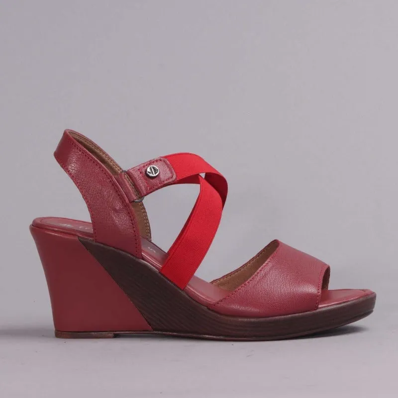 Crossover Wedge Sandal in Red - 12288