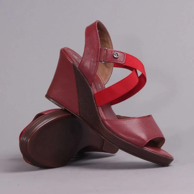 Crossover Wedge Sandal in Red - 12288