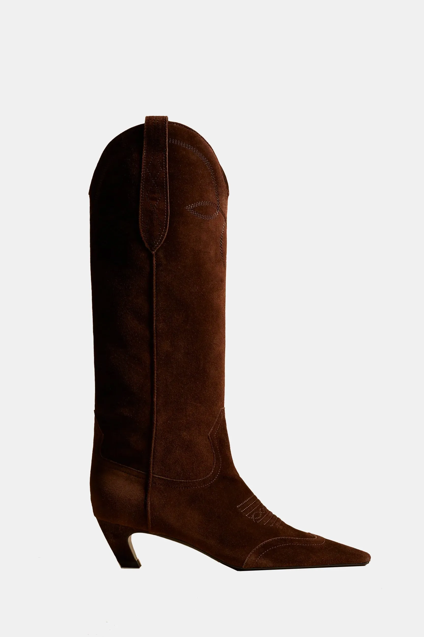 Dallas High Knee Boots in Rich Coffee Brown Leather